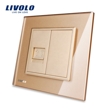 Livolo UE Padrão De Vidro De Cristal De Vidro Painel RJ11 Tomada De Telefone VL-C791T-13